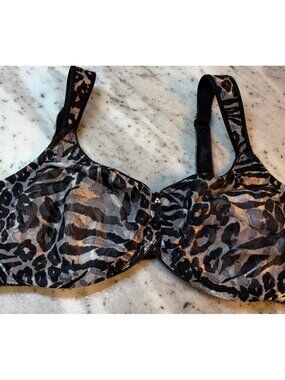 Wacoal Bra 36D Awareness Animal Print Unlined Underwire 855167 Black Gray
